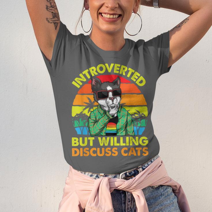 Introvert Cats Sarcasm Cat Lover Introverts Unisex Jersey T-Shirt