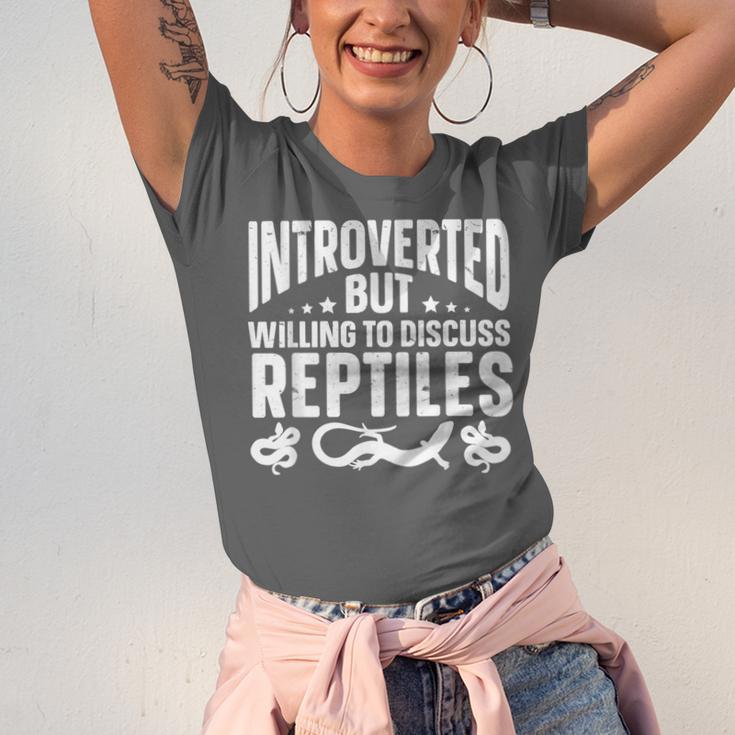 Introvert Quotes Introverted But Willing To Discuss Reptiles Unisex Jersey T-Shirt Introvert Quotes Introverted But Willing To Discuss Reptiles Unisex Jersey T-Shirt