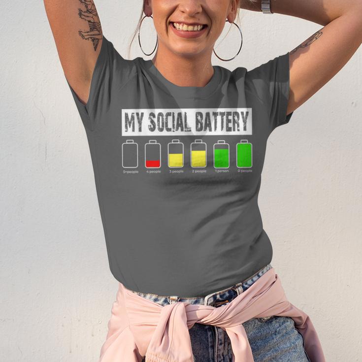 Introvert My Social Battery Low Level Graphic Unisex Jersey T-Shirt Introvert My Social Battery Low Level Graphic Unisex Jersey T-Shirt