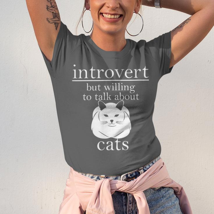 Introvert But Willing To Talk About Cats Unisex Jersey T-Shirt