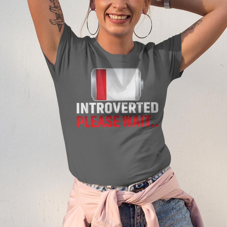 Introverted Please Wait Introvert Saying Sarcasm Unisex Jersey T-Shirt