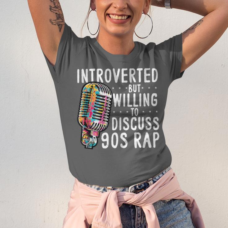 Introverted But Willing To Discuss 90s Rap Socially Awkward Unisex Jersey T-Shirt