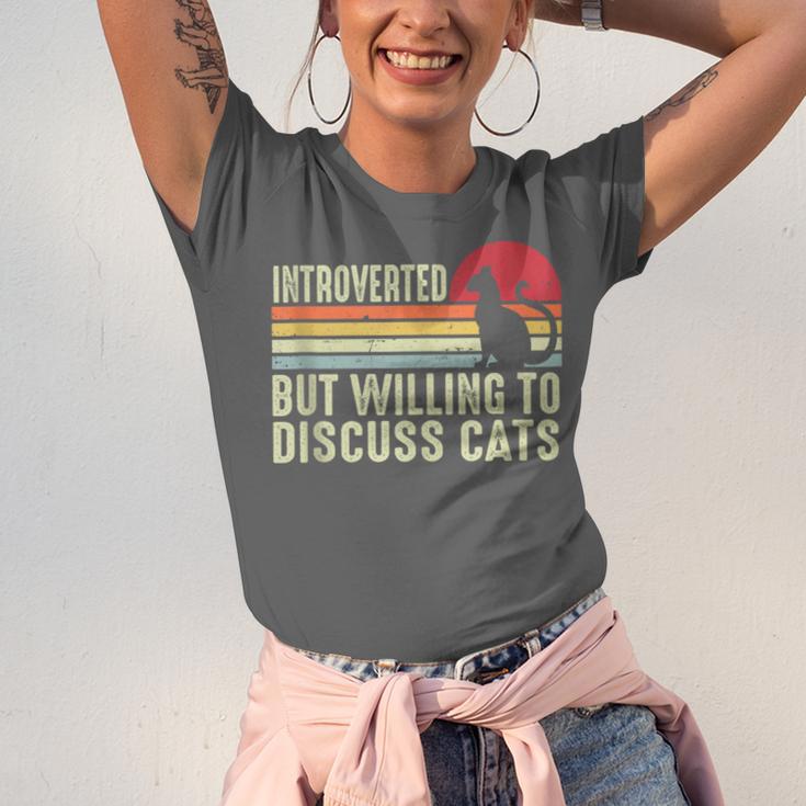 Introverted But Willing To Discuss Cats Kitten Pet Lover Unisex Jersey T-Shirt