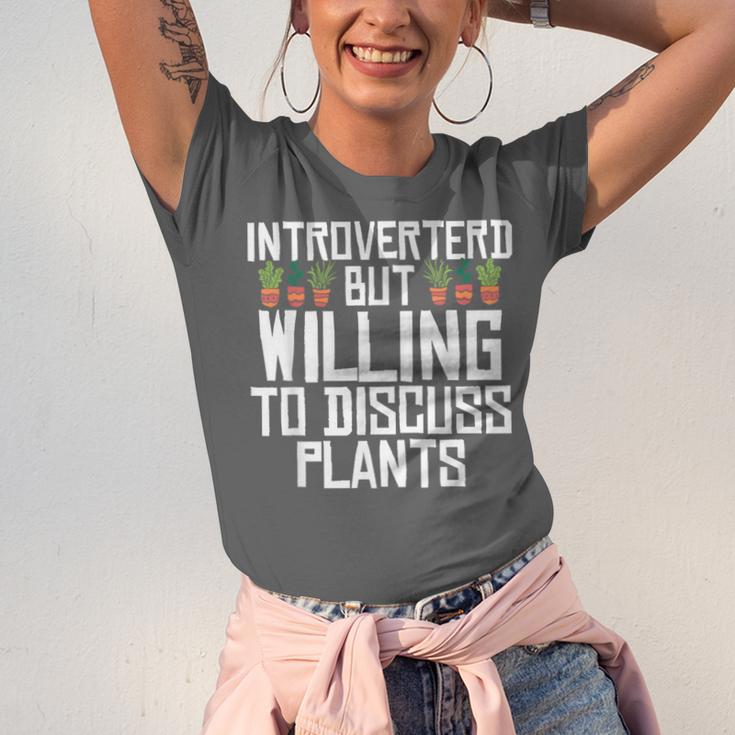 Introverted But Willing To Discuss Plants Gardening Unisex Jersey T-Shirt