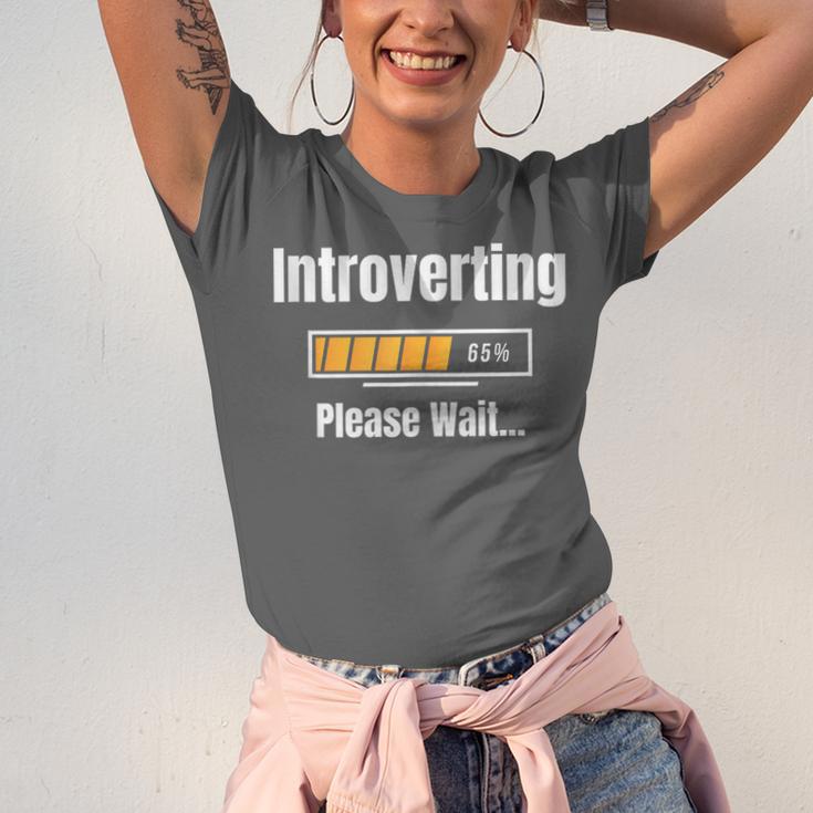 Introverting Please Wait Humor Sarcastic Geek Gamer Jokes Unisex Jersey T-Shirt