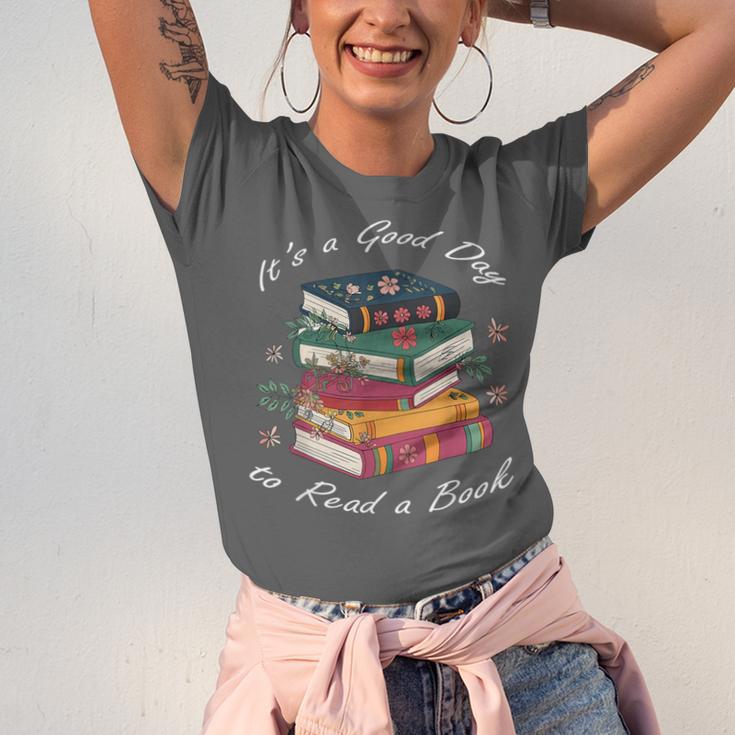 It's a Good Day To Read a Book Floral Stack Tee Unisex Jersey T-Shirt