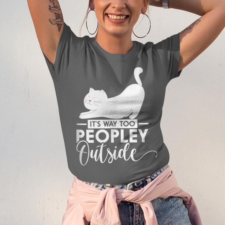 It's Way Too Peopley Outside Cute Cat Introvert Unisex Jersey T-Shirt It's Way Too Peopley Outside Cute Cat Introvert Unisex Jersey T-Shirt