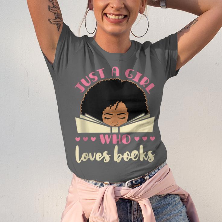 Just a Girl Who Loves Books African American Book Nerd Lover Unisex Jersey T-Shirt