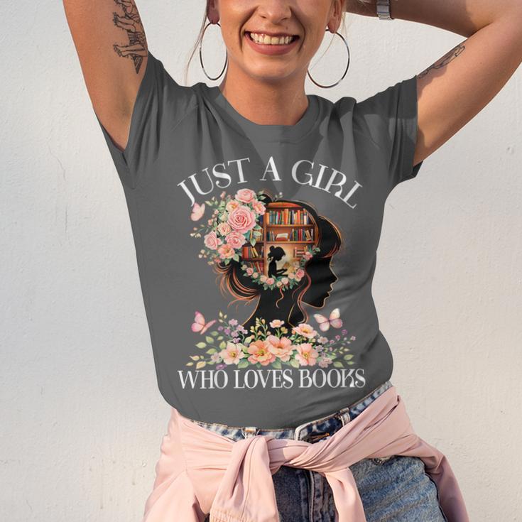 Just A Girl Who Loves Books Book Lover Reading For Women Unisex Jersey T-Shirt