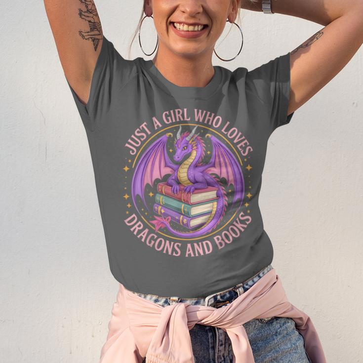 Just A Girl Who Loves Dragons And Books Fantasy Dragon Unisex Jersey T-Shirt