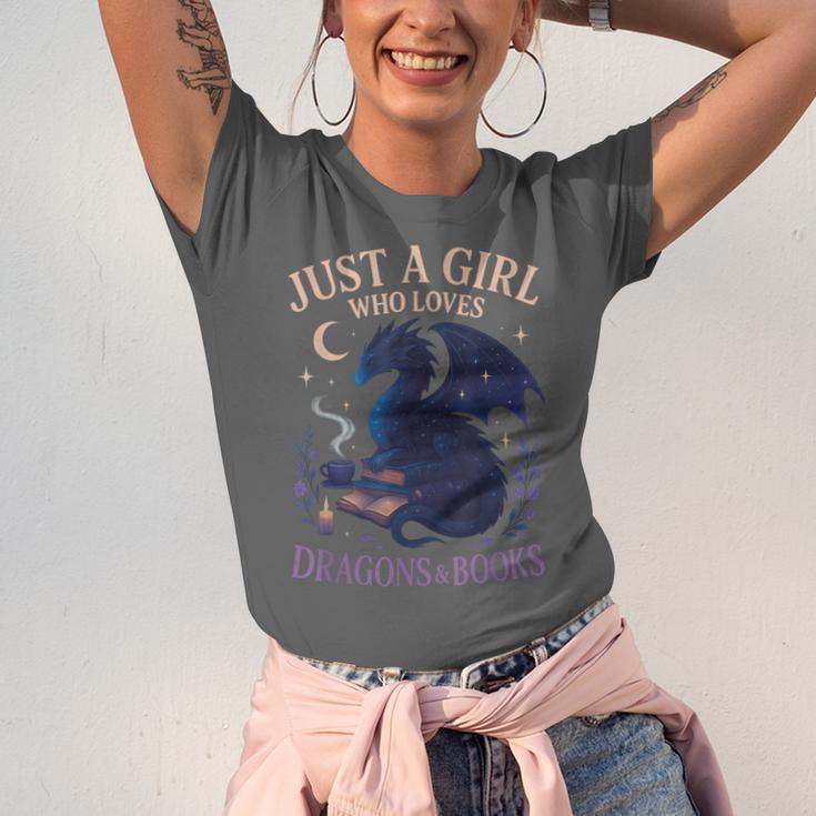 Just a Girl Who Loves Dragons And Books Fantasy Unisex Jersey T-Shirt