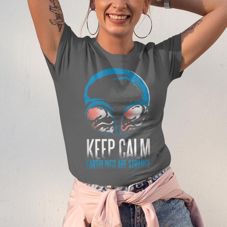 Keep Calm Earthlings Are Strange Alien Introvert Unisex Jersey T-Shirt