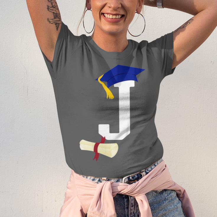 Kids Initial J Letter For Boys Preschool Graduation Kindergarten Unisex Jersey T-Shirt