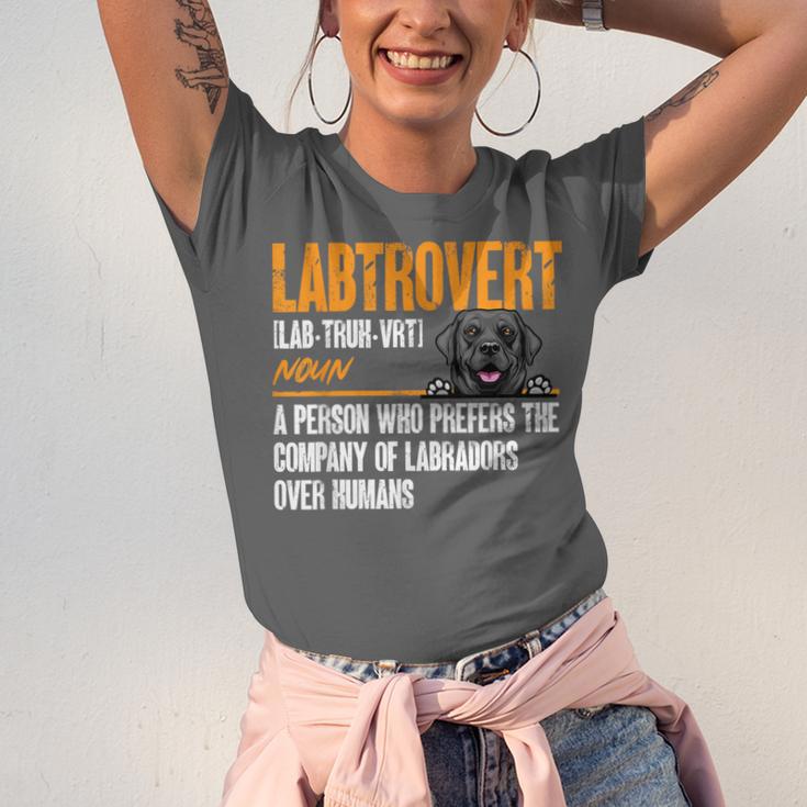 Labrador Retriever Labtrovert Definition Introvert Labrador Unisex Jersey T-Shirt