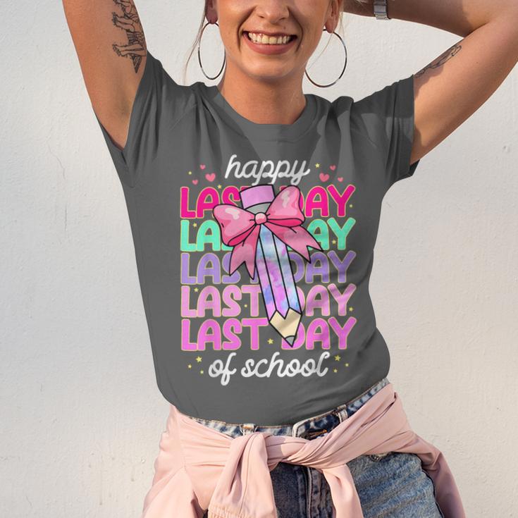 Last Day Of School Shirt Coquette Bow School Graduation Unisex Jersey T-Shirt