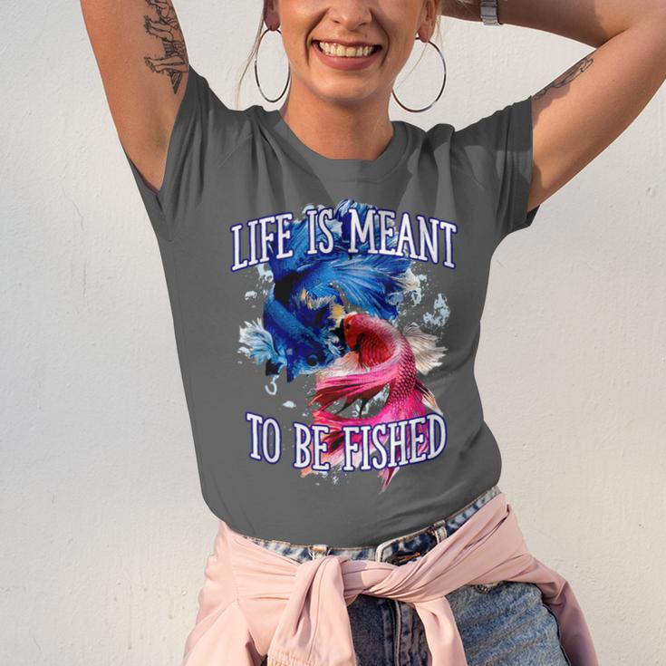 Life Meant To Fished Introvert Sayings Antisocial Quotes Unisex Jersey T-Shirt