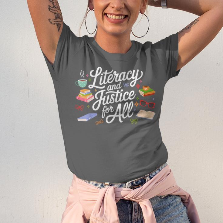 Literacy And Justice For All Protect Libraries Banned Books Unisex Jersey T-Shirt