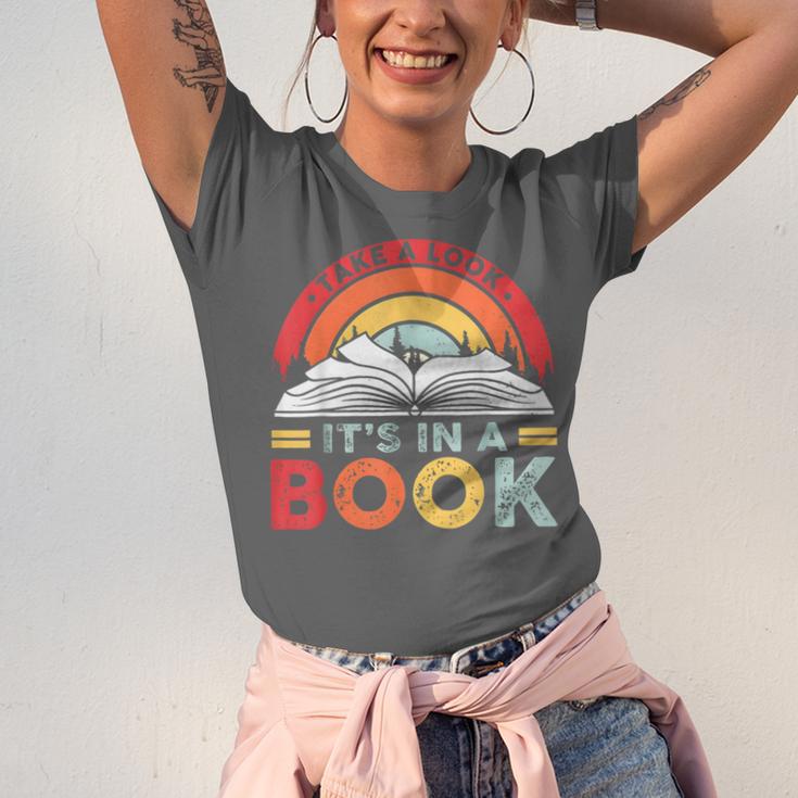 Take A Look It's In A Book Reading Book Vintage Rainbow Unisex Jersey T-Shirt