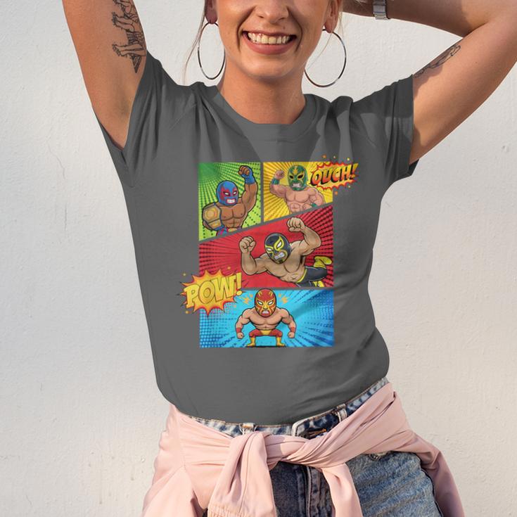 Lucha Libre Comic Book Mexican Wrestling Cartoon Wrestler Unisex Jersey T-Shirt