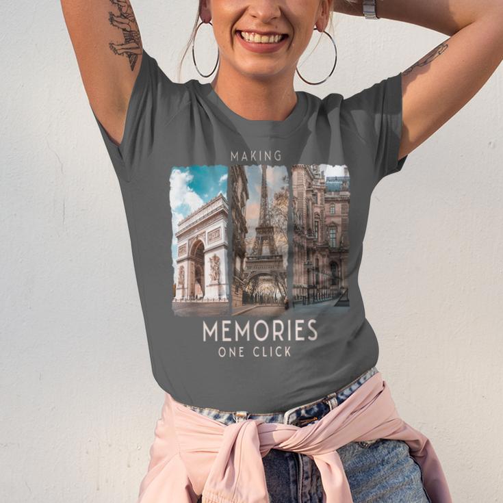 Making Memories In Paris Photo Nostalgia Travel Humor Unisex Jersey T-Shirt