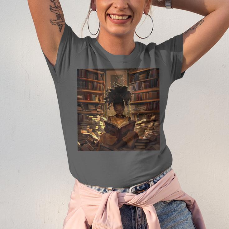 Melanin Afro Women Educated Reading Book History Unisex Jersey T-Shirt