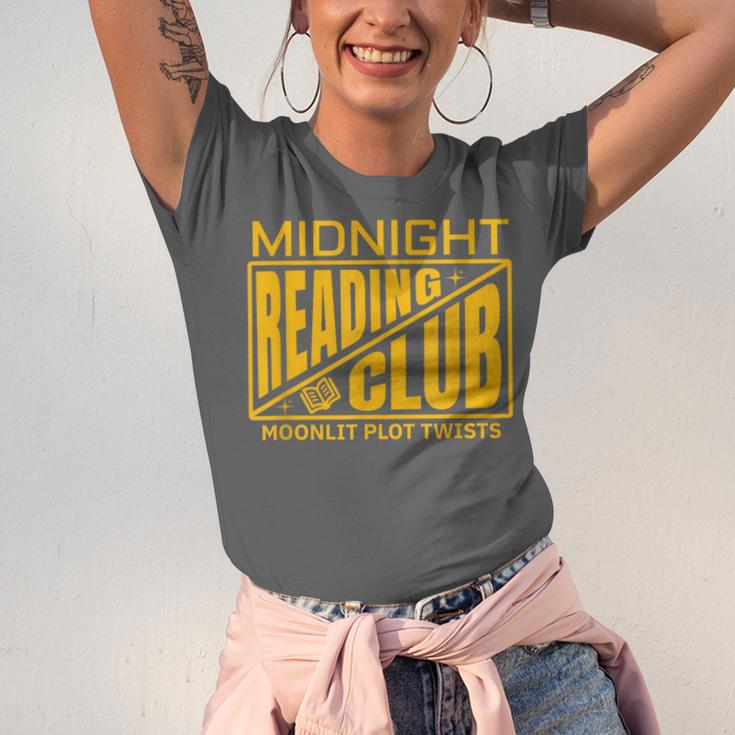 Midnight Reading Club Night Owl Book Readers Unisex Jersey T-Shirt Midnight Reading Club Night Owl Book Readers Unisex Jersey T-Shirt