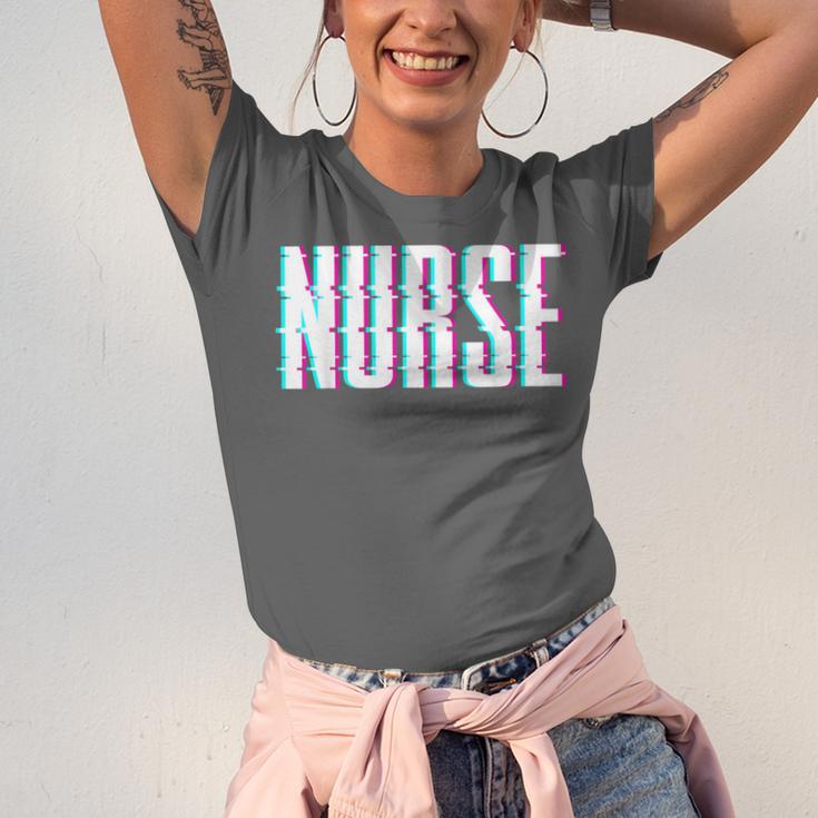 Nurse Glitch Aesthetic Graduation Nurse Glitch Graphic Art Unisex Jersey T-Shirt