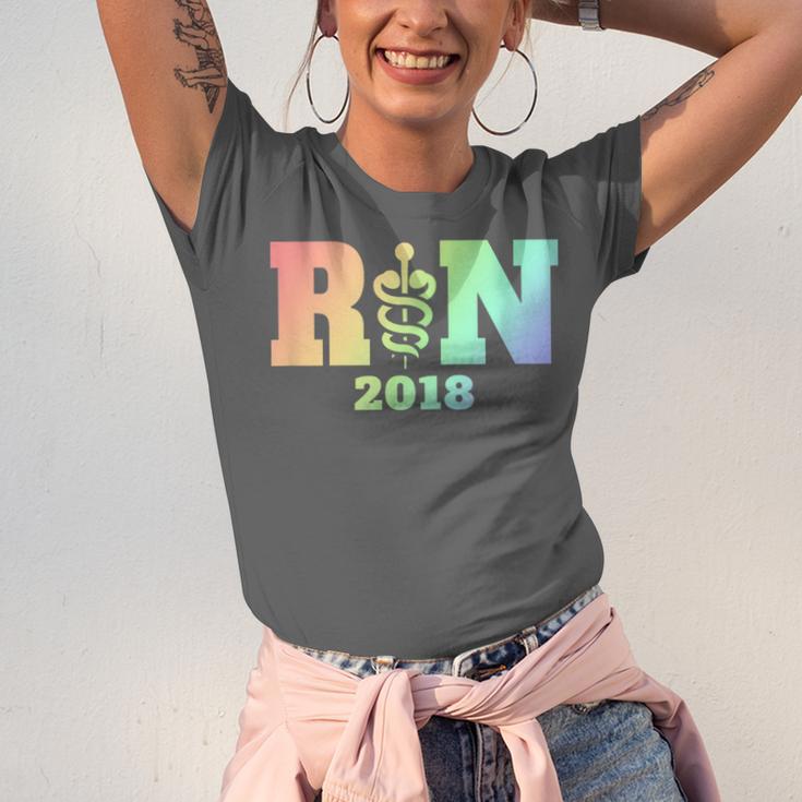 Nurse Graduation Shirt RN Est 2018 Rainbow Tshirt Unisex Jersey T-Shirt
