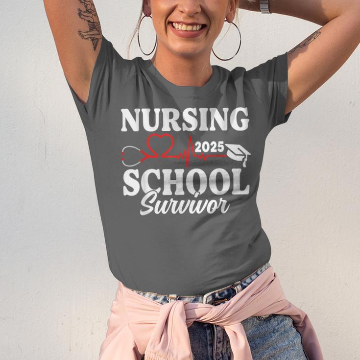 Nursing School Survivor 2025 RN ER Graduation Nurse Grad Unisex Jersey T-Shirt