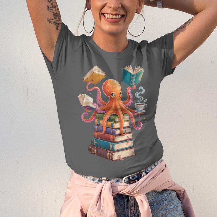 Octopus Book Reading Book Reader Ocean Octopus Unisex Jersey T-Shirt