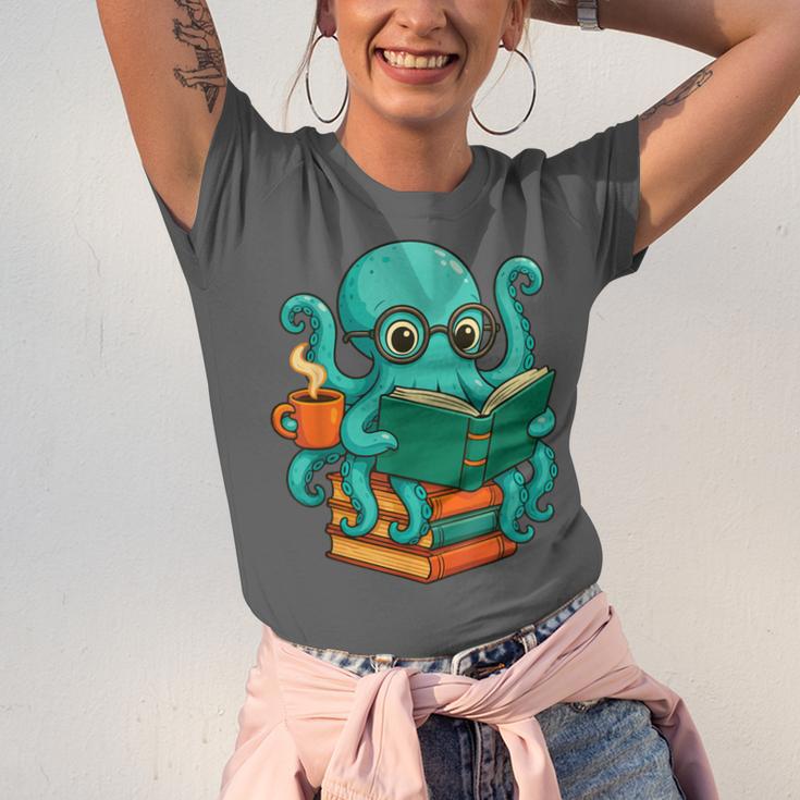 Octopus Reading Book Reading Bookworm Reader Unisex Jersey T-Shirt