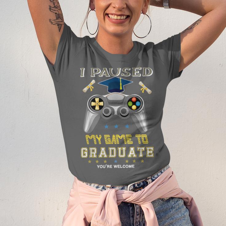 I Paused My Game To Graduate Class Of 2023 Gamer Graduation Unisex Jersey T-Shirt