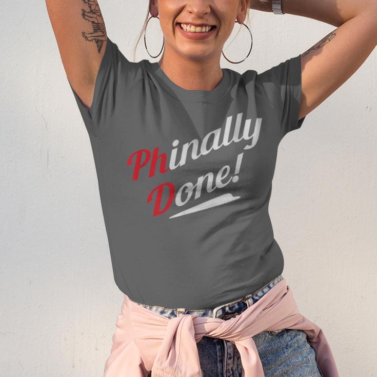 Phinally Done PhDShirt Graduation Unisex Jersey T-Shirt