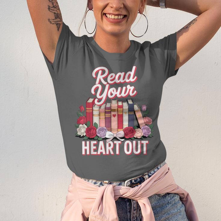 Read Your Heart Out Book Lover Reading Enthusiasts Floral Unisex Jersey T-Shirt Read Your Heart Out Book Lover Reading Enthusiasts Floral Unisex Jersey T-Shirt