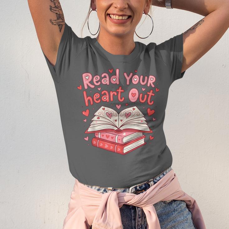 Read Your Heart Out Teacher Valentines Day Book Lover Unisex Jersey T-Shirt