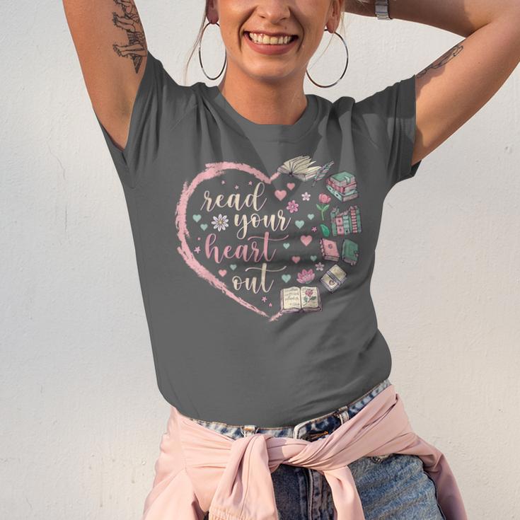 Read Your Heart Out Valentines Teacher Reading Book Lover Unisex Jersey T-Shirt Read Your Heart Out Valentines Teacher Reading Book Lover Unisex Jersey T-Shirt