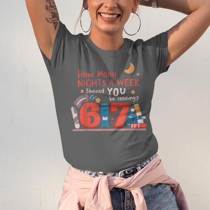 Reading 67 Meme English Teacher 67 Book Lover Humor Unisex Jersey T-Shirt