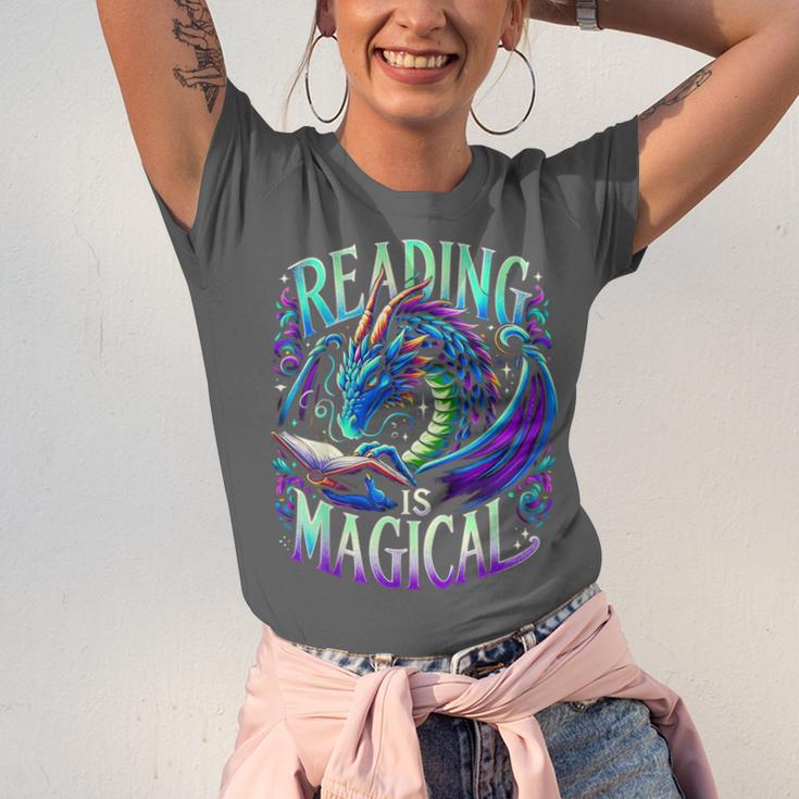 Reading Is Magical Dragon Tee Perfect For Book Lovers Kids Unisex Jersey T-Shirt