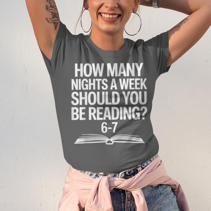 Reading Meme 6 To 7 Nights a Week Book Appreciation Unisex Jersey T-Shirt