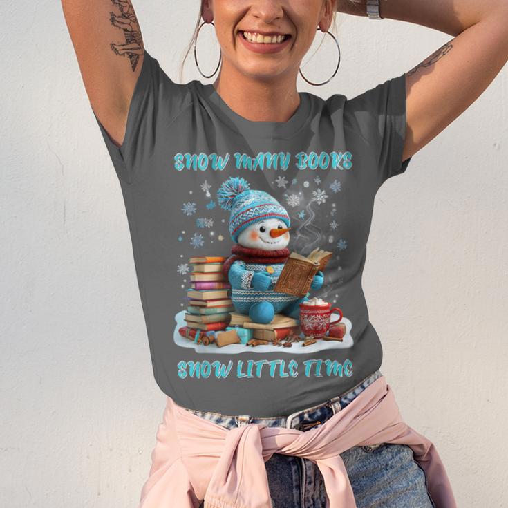 Reading Snow So Many Books Christmas Snow Little Time Unisex Jersey T-Shirt
