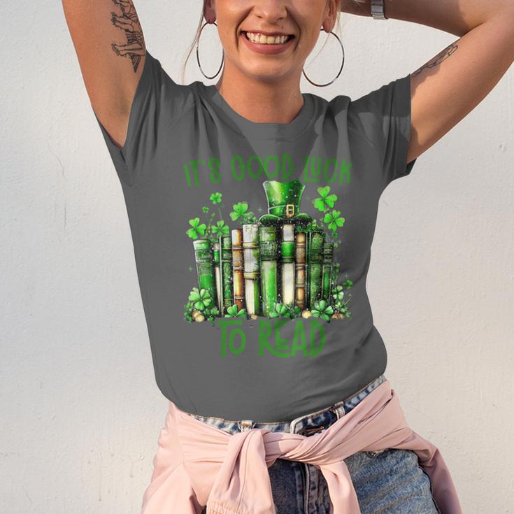 Retro Book Lucky Reading Teacher St Patrick's Day -Adults Small Cotton Blend Polyester Blend Short Sleeve Unisex Jersey T-Shirt