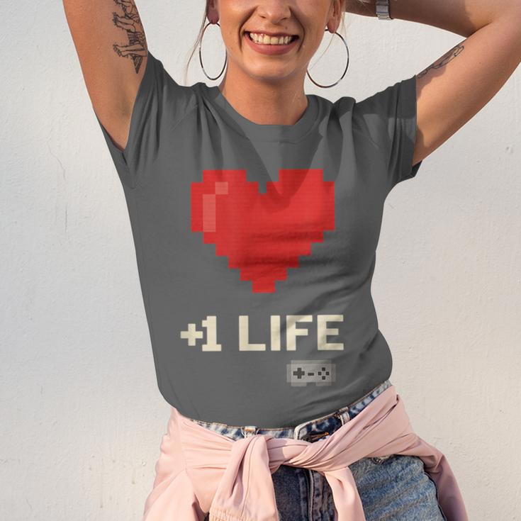Retro Gamer 1 Life Pixel Heart – 8-Bit Gaming Nostalgia Unisex Jersey T-Shirt