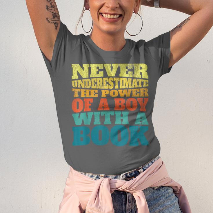 Retro Never Underestimate The Power Of a Boy With a Book Unisex Jersey T-Shirt Retro Never Underestimate The Power Of a Boy With a Book Unisex Jersey T-Shirt