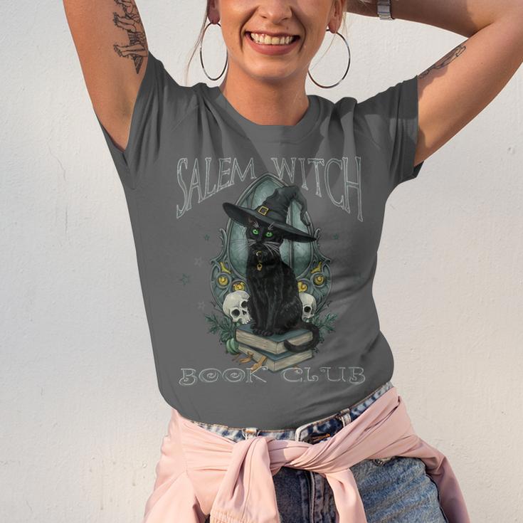 Salem Witch Book Club Cat Reading Witchy Halloween Men Unisex Jersey T-Shirt