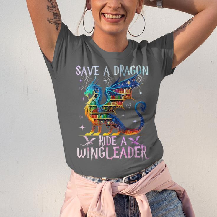 Save A Dragon Ride A Wingleader Books Dragon Lover Cute Unisex Jersey T-Shirt