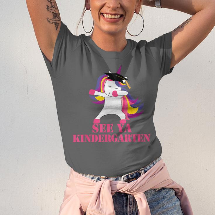 See Ya Kindergarten DABBING Unicorn Graduation Meme Unisex Jersey T-Shirt