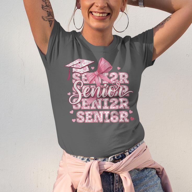 Senior 2026 Class Of 2026 Cute Coquette Pink Bow Graduation Unisex Jersey T-Shirt