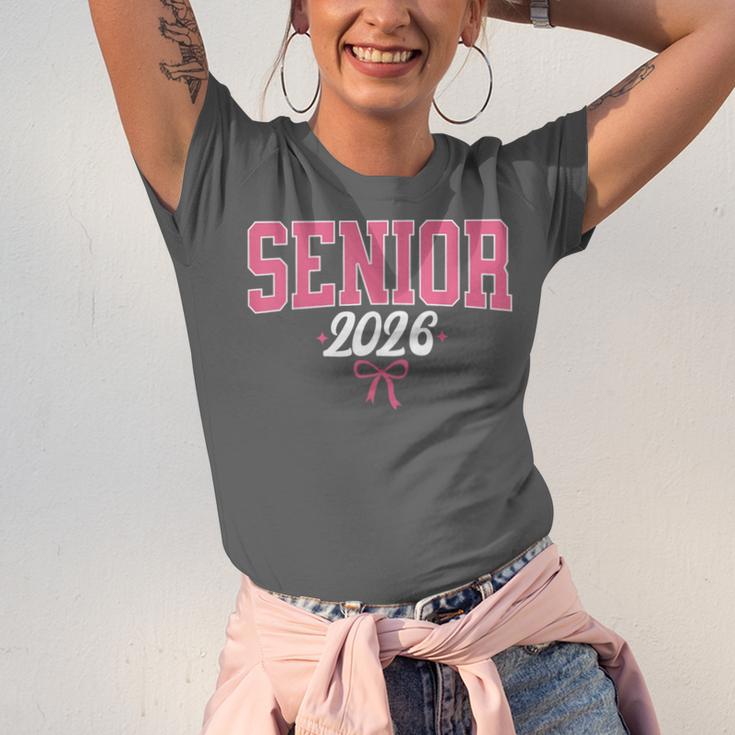 Senior 2026 Pink Coquette Bow Class Of 2026 Graduation Women Unisex Jersey T-Shirt