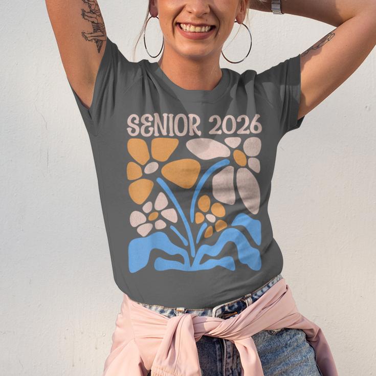 Senior 2026 Retro Groovy Flowers Graduation Unisex Jersey T-Shirt