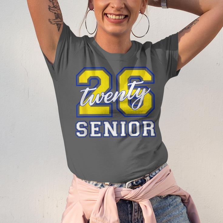 Senior Class 2026 Graduation Yellow Blue Letters Unisex Jersey T-Shirt